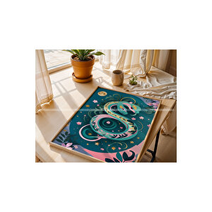 Mitolojik Yılan Sanatı 3 Parçalı Ahşap Çerçeveli Tablo Seti-2