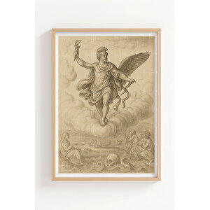 Antik Yunan Mitolojisi 3’lü Ahşap Çerçeveli Tablo Seti - Zeus, Athena Ve Herakles 50x70 cm