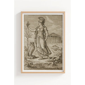 Antik Yunan Mitolojisi 3’lü Ahşap Çerçeveli Tablo Seti - Zeus, Athena Ve Herakles