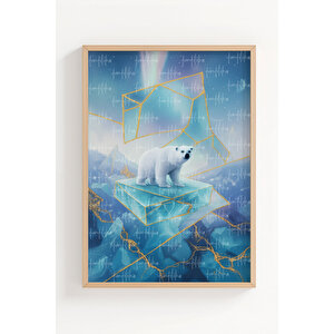 Kutup Manzarası Ve Buzullar 3’lü Ahşap Çerçeveli Tablo Seti - Doğa Temalı Duvar Dekoru 30x42 cm