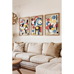 Renkli Modern Tarz 3'lü Ahşap Tablo Seti 50x70 cm