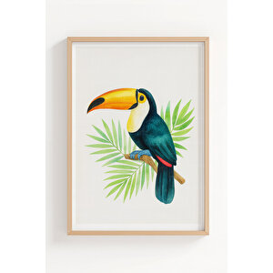 Egzotik Hayvanlar 3 Parçalı Ahşap Çerçeveli Tablo Seti 50x70 cm