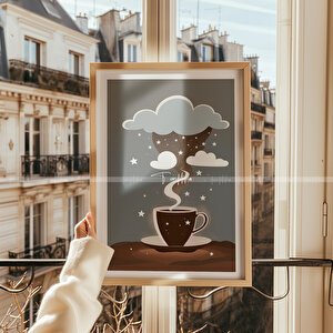 Kahve Ve Doğa Temalı 3'lü Ahşap Çerçeveli Tablo Seti-30x42 30x42 cm