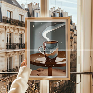 Kahve Ve Doğa Temalı 3'lü Ahşap Çerçeveli Tablo Seti-30x42