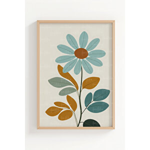 Renkli Çiçek Desenli 3 Parçalı Ahşap Çerçeveli Tablo Seti 21x30 cm