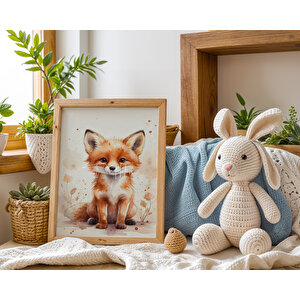 Bebek Ve Çocuk Odası Sevimli Hayvanlar Ahşap Çerçeveli 3'lü Tablo Seti