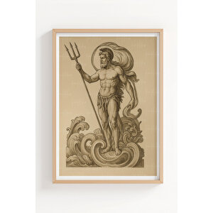 Antik Yunan Mitolojisi 3’lü Ahşap Çerçeveli Tablo Seti - Klasik Çizim Stilinde 30x42 cm