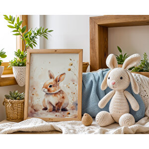 Bebek Ve Çocuk Odası Sevimli Hayvanlar Ahşap Çerçeveli 3'lü Tablo Seti 50x70 cm