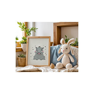 Bebek Ve Çocuk Odası Sevimli Hayvanlar Tema Ahşap Çerçeveli 3'lü Tablo Seti 21x30 cm