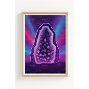 Kristal Taşlar 3’lü Soyut Ahşap Çerçeveli Tablo Seti 30x42 cm