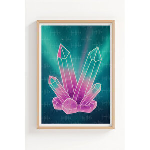 Kristal Taşlar 3’lü Soyut Ahşap Çerçeveli Tablo Seti 30x42 cm