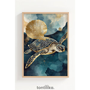 Okyanus Canlıları 3 Parçalı Ahşap Çerçeveli Tablo Seti 50x70 cm