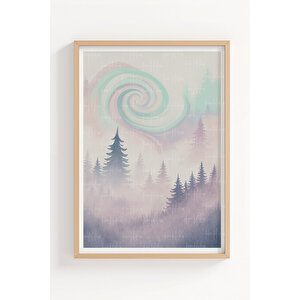 Sisli Orman Ve Doğa Manzarası Temalı 3’lü Ahşap Çerçeveli Tablo Seti - Yatak Odası Dekoru 50x70 cm