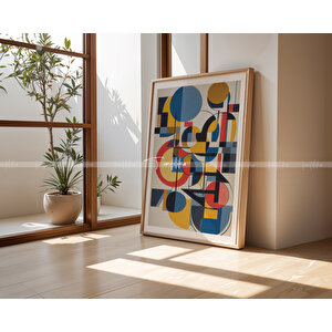 Renkli Geometrik Desenli 3'lü Ahşap Tablo Seti - 30x42 30x42 cm