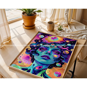 Distopik Genç Odası 3'lü Ahşap Çerçeveli Tablo Seti 21x30 cm