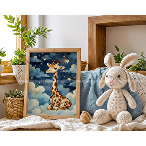 Zürafa, Fil Ve Aslan 3’lü 1. Kalite Ahşap Çerçeveli Tablo Seti – Bebek Odası Dekoru 21x30 cm