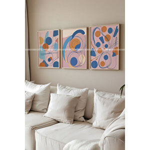 Modern Soyut Çizgiler 3 Parçalı Ahşap Tablo Seti 21x30 cm