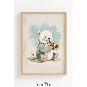 Melodi Ayıcıklar 3’lü Ahşap Çerçeveli Dekoratif Tablo Seti