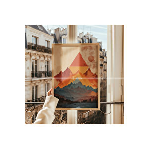 Dağ Manzarası 3 Parçalı Ahşap Çerçeveli Tablo Seti-2 30x42 cm