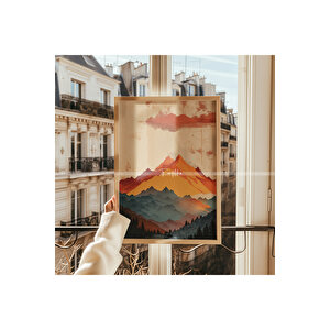 Dağ Manzarası 3 Parçalı Ahşap Çerçeveli Tablo Seti-2 30x42 cm