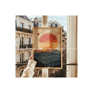 Dağ Manzarası 3 Parçalı Ahşap Çerçeveli Tablo Seti-2