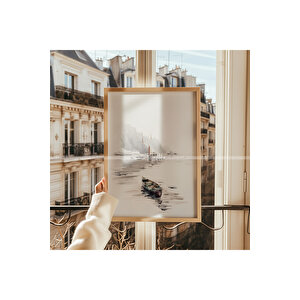 Soyut Minimalizm 3 Parçalı Ahşap Çerçeveli Tablo Seti-2 30x42 cm