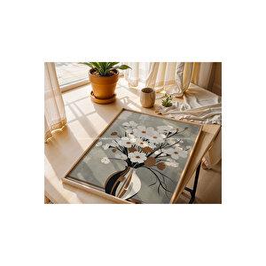 Modern Çiçek Vazo 3 Parçalı Ahşap Tablo Seti 21x30 cm