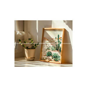 Bohem Çöl Manzarası 3 Parçalı Ahşap Çerçeveli Tablo Seti 30x42 cm