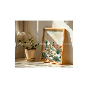 Bohem Çöl Manzarası 3 Parçalı Ahşap Çerçeveli Tablo Seti 30x42 cm