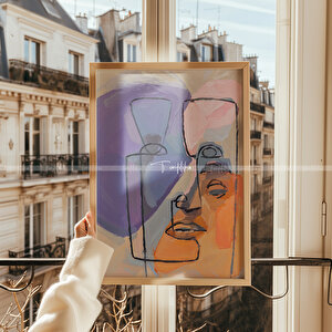 Modern Çizgisel Soyut 3'lü Ahşap Çerçeveli Tablo Seti 30x42 cm