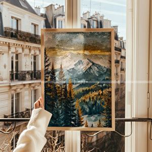 Manzara Temalı 3 Parçalı Ahşap Çerçeveli Tablo Seti 21x30 cm