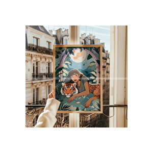 Tropikal Meditasyon Ve Vahşi Doğa 3 Parçalı Ahşap Çerçeveli Tablo Seti 30x42 cm