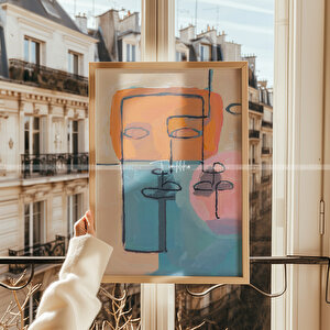 Modern Çizgisel Soyut 3'lü Ahşap Çerçeveli Tablo Seti 21x30 cm