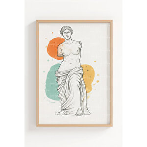 Antik Heykel Sanatı 3’lü Modern Ahşap Çerçeveli Tablo Seti - Çalışma Odası Dekoru