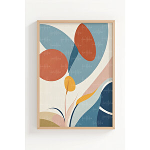 Soyut Yaprak Desenleri 3 Parçalı Ahşap Çerçeveli Tablo Seti 50x70 cm