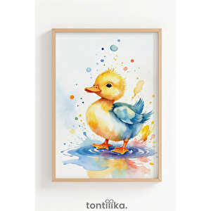 Neşeli Civcivler 3’lü Ahşap Çerçeveli Dekoratif Tablo Seti 21x30 cm