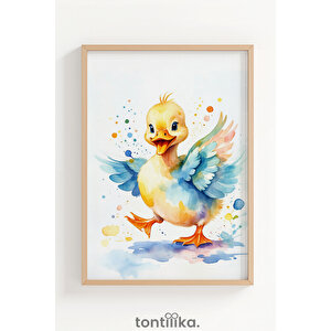 Neşeli Civcivler 3’lü Ahşap Çerçeveli Dekoratif Tablo Seti 21x30 cm