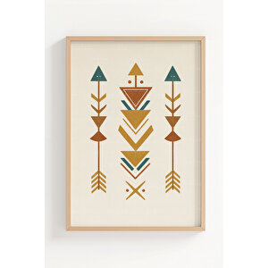 Boho Minimalist Semboller 3’lü Ahşap Çerçeveli Tablo Seti 30x42 cm