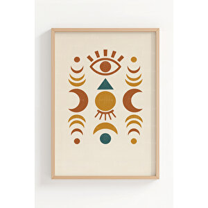 Boho Minimalist Semboller 3’lü Ahşap Çerçeveli Tablo Seti 30x42 cm