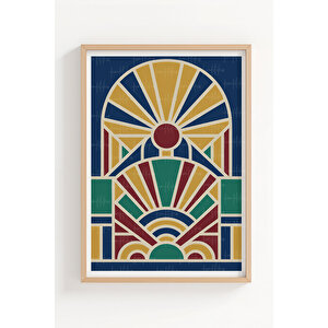 Art Deco Geometrik Desen 3’lü Ahşap Çerçeveli Tablo Seti 21x30 cm
