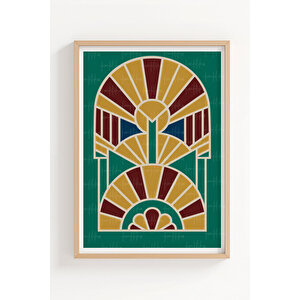 Art Deco Geometrik Desen 3’lü Ahşap Çerçeveli Tablo Seti 21x30 cm