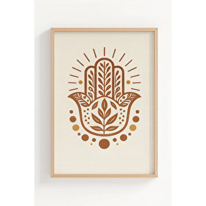 Boho Minimalist Semboller 3’lü Ahşap Çerçeveli Tablo Seti