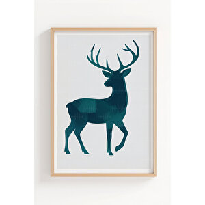 Aslan Kartal Geyik 3 Parçalı Ahşap Çerçeveli Tablo Seti 50x70 cm