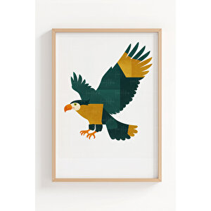 Aslan Kartal Geyik 3 Parçalı Ahşap Çerçeveli Tablo Seti 50x70 cm