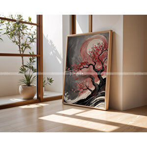 Japon Sanatı Temalı 3'lü Ahşap Çerçeveli Tablo Seti - 30x42 30x42 cm