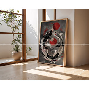 Japon Sanatı Temalı 3'lü Ahşap Çerçeveli Tablo Seti - 21x30 21x30 cm