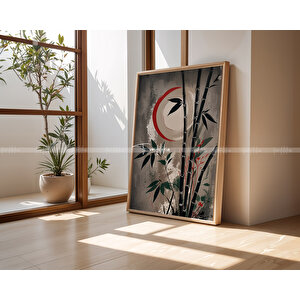 Japon Sanatı Temalı 3'lü Ahşap Çerçeveli Tablo Seti - 21x30