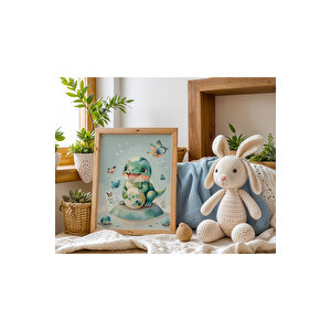 Bebek Ve Çocuk Odası Sevimli Yavru Hayvanlar Ahşap Çerçeveli 3'lü Tablo Seti 21x30 cm