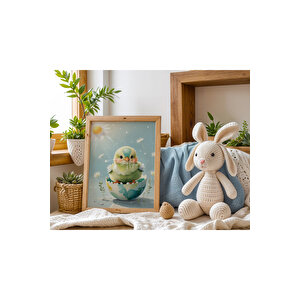 Bebek Ve Çocuk Odası Sevimli Yavru Hayvanlar Ahşap Çerçeveli 3'lü Tablo Seti 21x30 cm