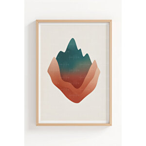 Soyut Renk Geçişli Formlar 3’lü Soyut Ahşap Çerçeveli Tablo Seti - Çalışma Odası Dekoru 30x42 cm